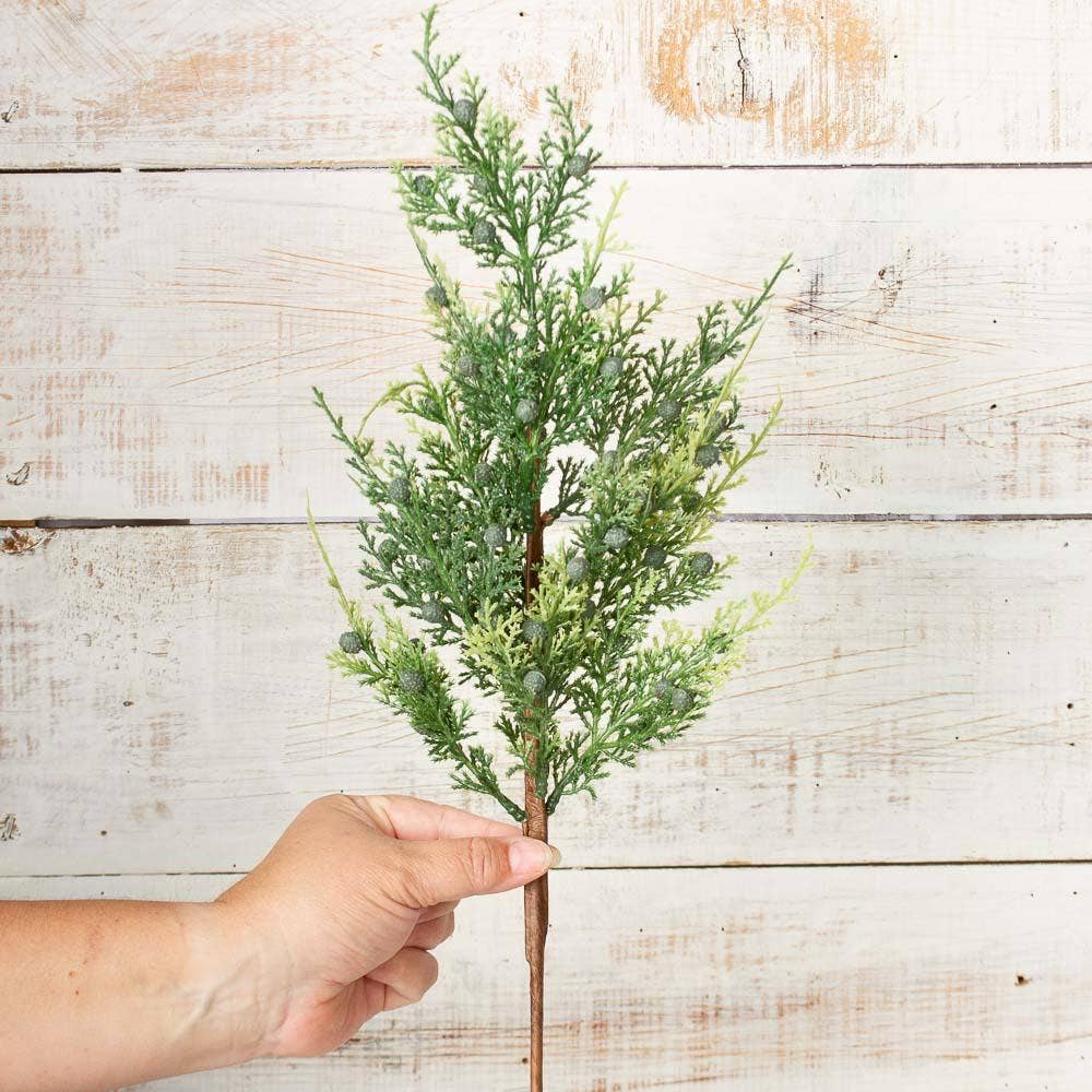 18" Faux Cedar Juniper Berry Spray