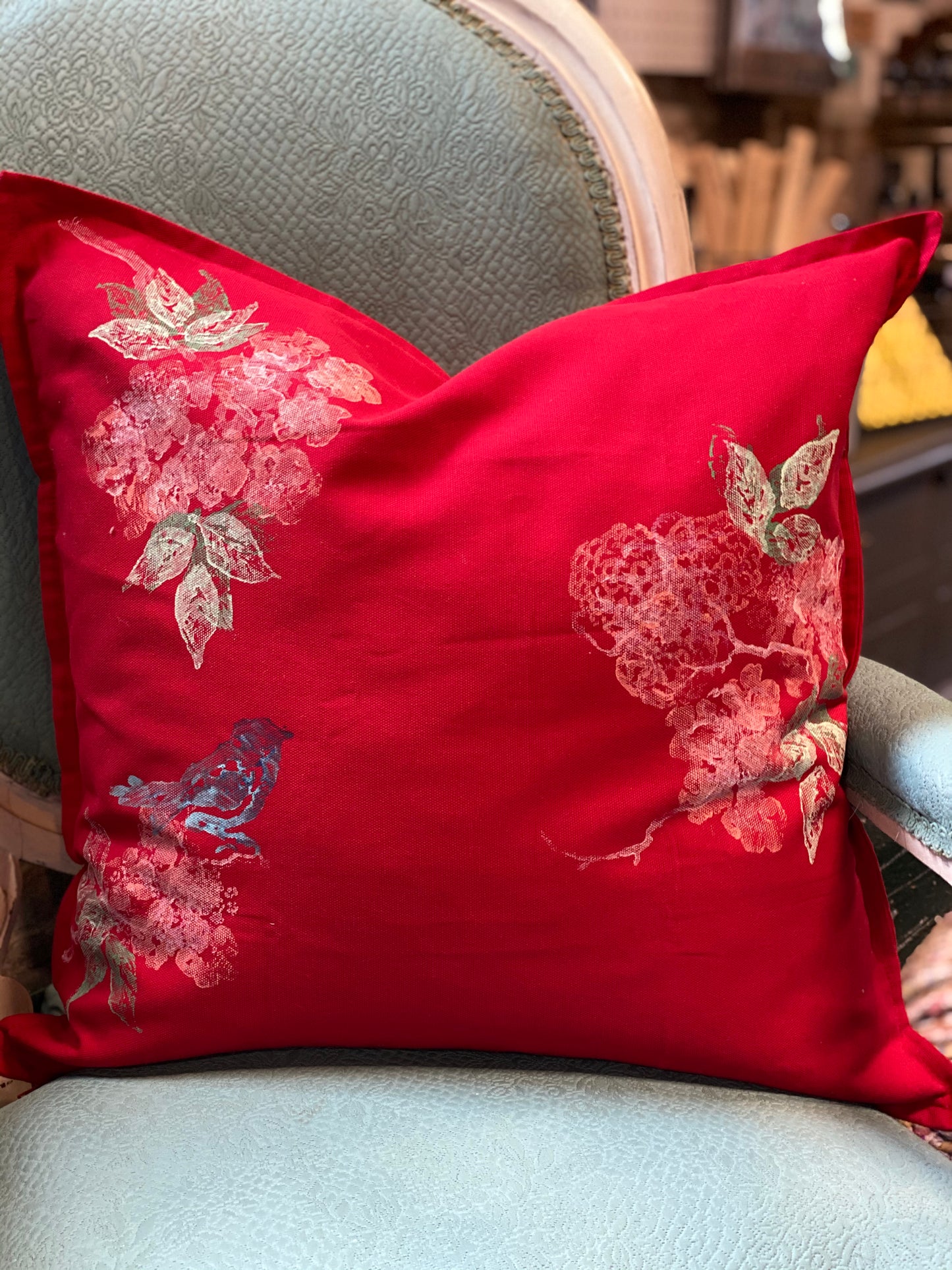 Hand painted floral pillow