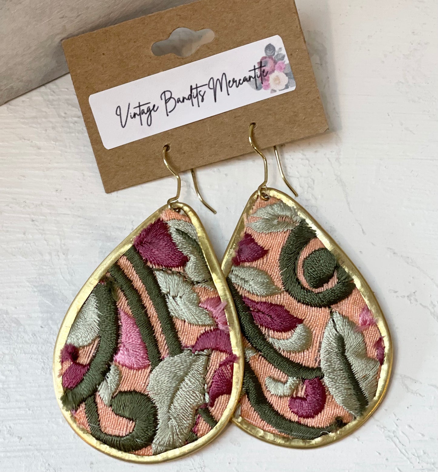 Soft Pink Embroidered Elegance Earring