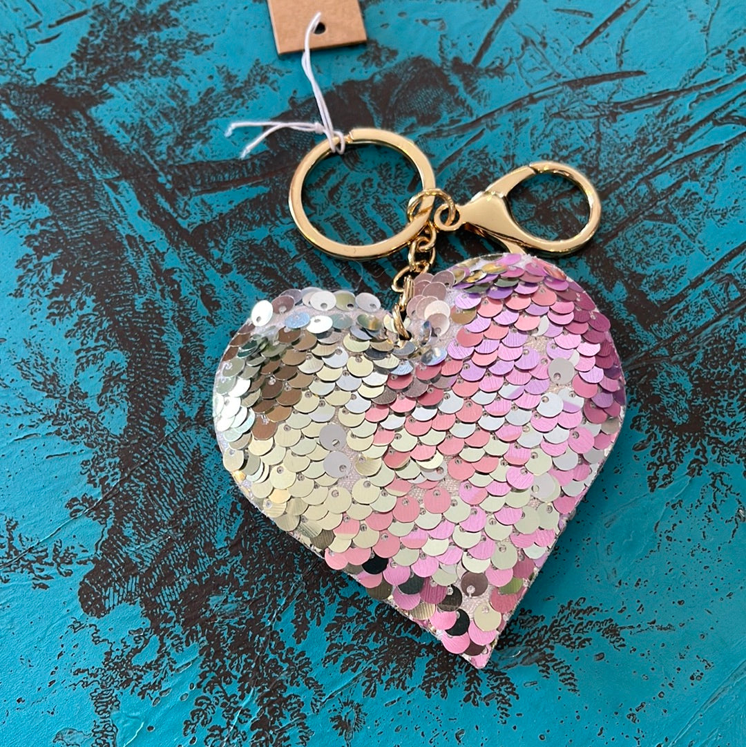 Heart Sequined Key Chain